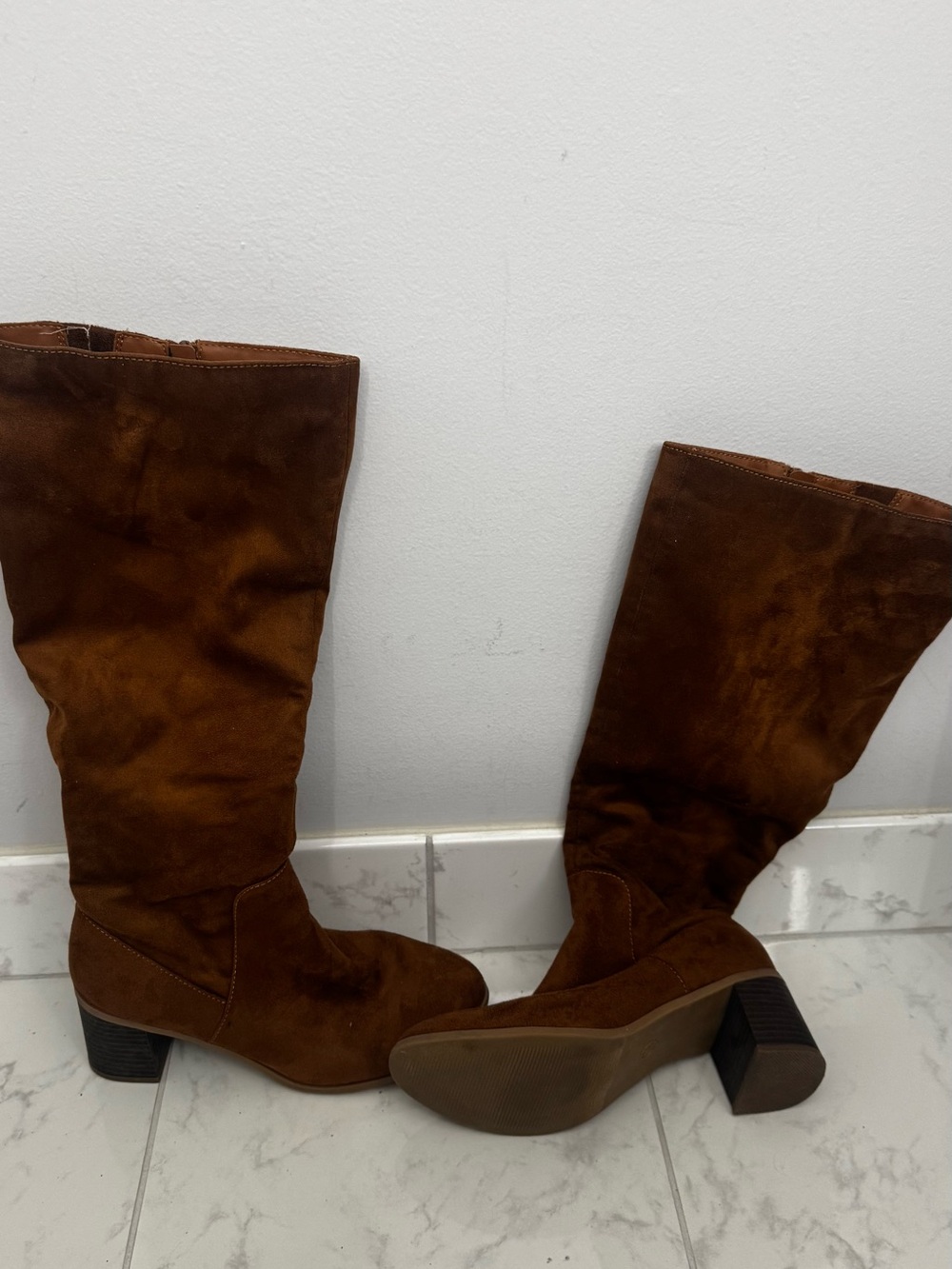 Target Brown Suede Knee-High Block Heel Boots